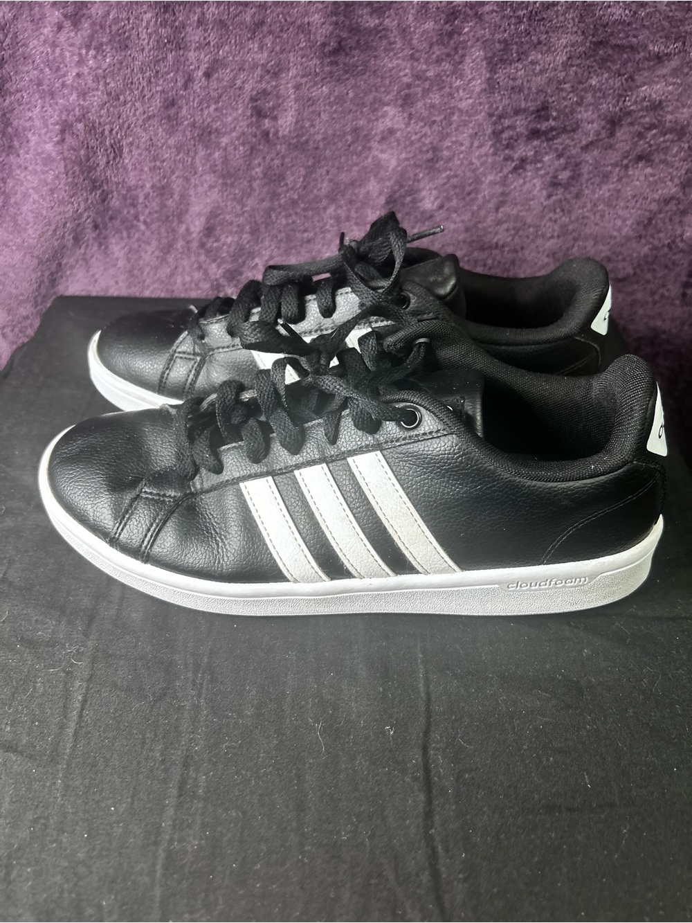 adidas Black and White Men's Cloudfoam Low-Top Sneakers
